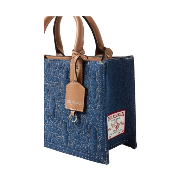 True Religion Denim Shoulder/crossbody Bag with Tan Trim and Hang Tag - Picture 3 of 5